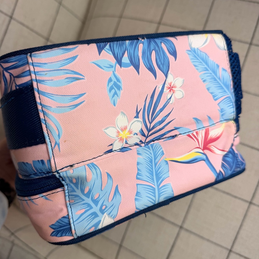 Pottery Barn Teen Color Changing Tropical Lunchbox Island Floral Pink Navy - Picture 5 of 11